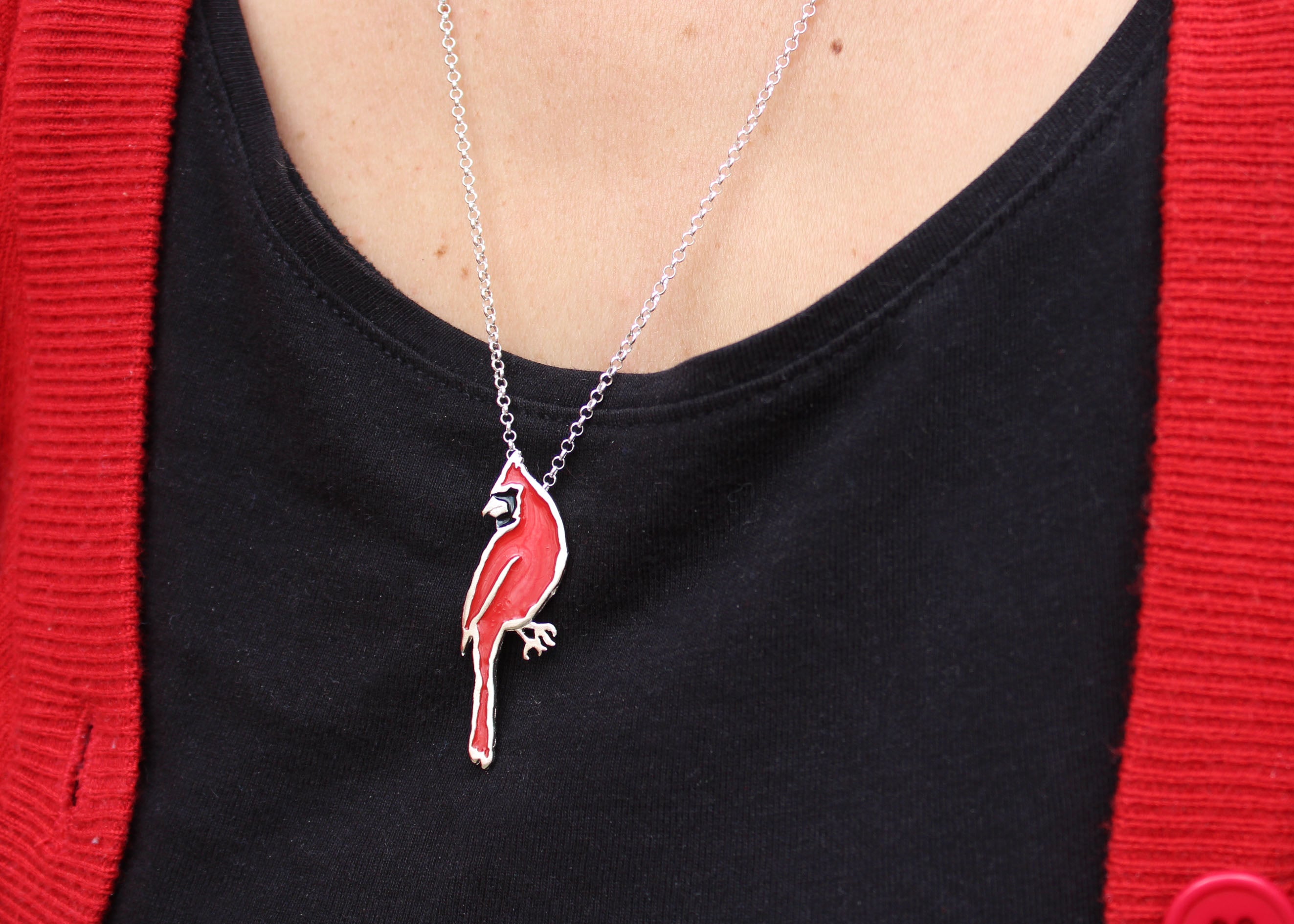 Love Message Necklace --Red Cardinal Necklace – Lilyblonde