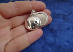 I Love You to the Moon...swivel photo locket in sterling silver with aquamarine