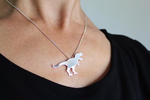 T-Rex Dinosaur Necklace in sterling silver