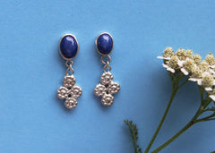 Bouquet earrings with reclaimed star sapphires