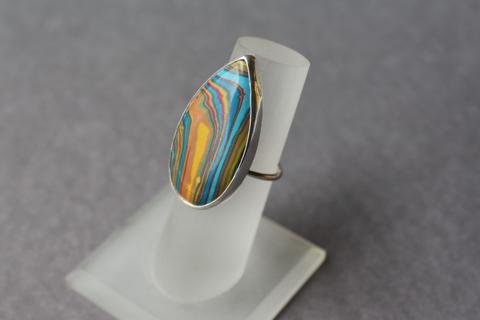 Rainbow Calsilica Cocktail Ring - ready to ship size 7