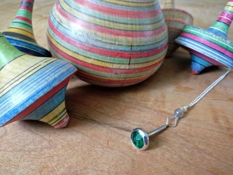 Green Gemstone Spinning Top Necklace