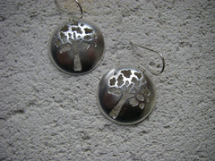 Tree of Life/Oak Tree Earrings, 1 in diameter domes in sterling silver