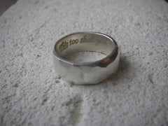 Rough hewn men's ring in sterling silver with engraving-"This too shall pass"