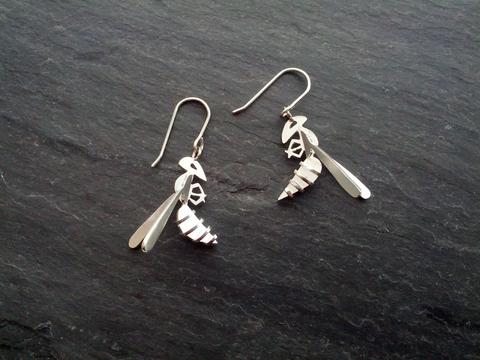 Constructivist Wasp Earrings in sterling silver