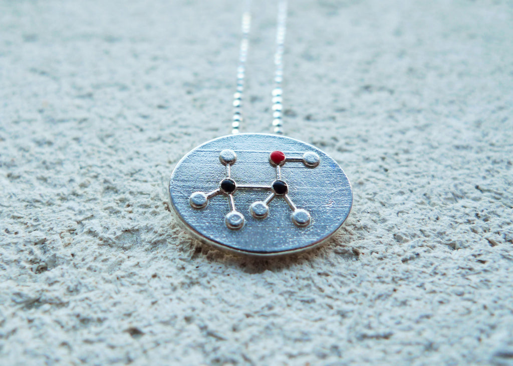 Alcohol Molecule Necklace - CH3CH2OH (coin style)