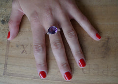 Oval Amethyst Lost & Found Cocktail Ring - ready to ship size 6.5