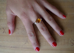 Dark Oval Citrine Lost & Found Cocktail Ring - ready to ship size 6.5
