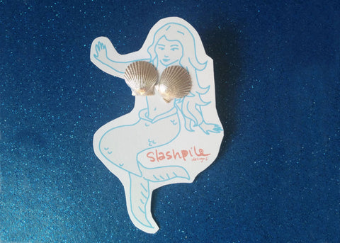 Mermaid Sea Shell Stud Earrings