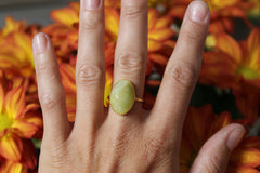 lime green cabochon Lost & Found gold-plated Ring - ready to ship size 6