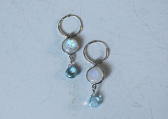 Moonstone and Blue Topaz drop earrings