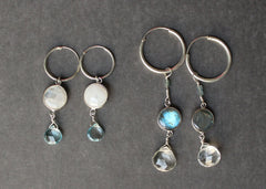 Moonstone and Blue Topaz drop earrings
