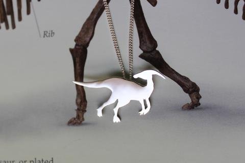 Parasaurolophus Dinosaur Necklace in sterling silver