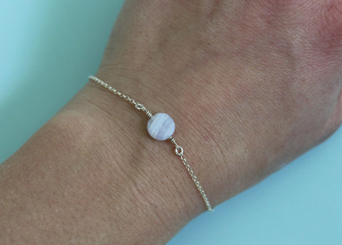 MELT coin bracelet with Purple Lace Agate in Sterling Silver