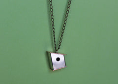 Silver and Copper Mixed Metal Birdhouse Necklace