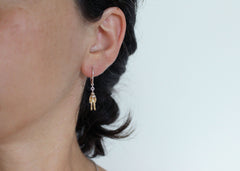 Space Cadet Astronaut Dangle Earrings in Brass and Silver