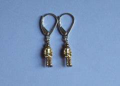 Space Cadet Astronaut Dangle Earrings in Brass and Silver